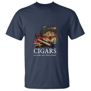 Cigar Lover T Shirt Not A Habit But A Peace of Mind TS09 Navy Print Your Wear