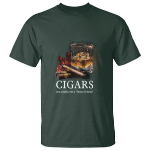 Cigar Lover T Shirt Not A Habit But A Peace of Mind TS09 Dark Forest Green Print Your Wear