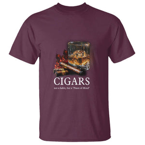 Cigar Lover T Shirt Not A Habit But A Peace of Mind TS09 Maroon Print Your Wear