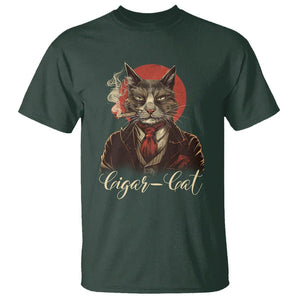 Cigar Smoker Cat Lover Cigarcat T Shirt TS09 Dark Forest Green Print Your Wear