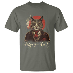 Cigar Smoker Cat Lover Cigarcat T Shirt TS09 Military Green Print Your Wear