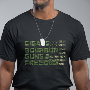 Cigars Bourbon Guns Freedom American Flag T Shirt TS09 Black Print Your Wear