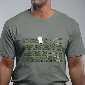 Cigars Bourbon Guns Freedom American Flag T Shirt TS09 Military Green Print Your Wear