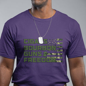 Cigars Bourbon Guns Freedom American Flag T Shirt TS09 Purple Print Your Wear