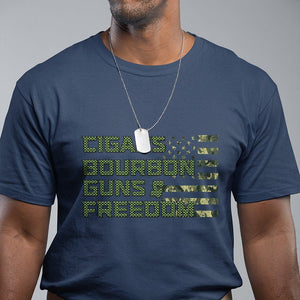 Cigars Bourbon Guns Freedom American Flag T Shirt TS09 Navy Print Your Wear