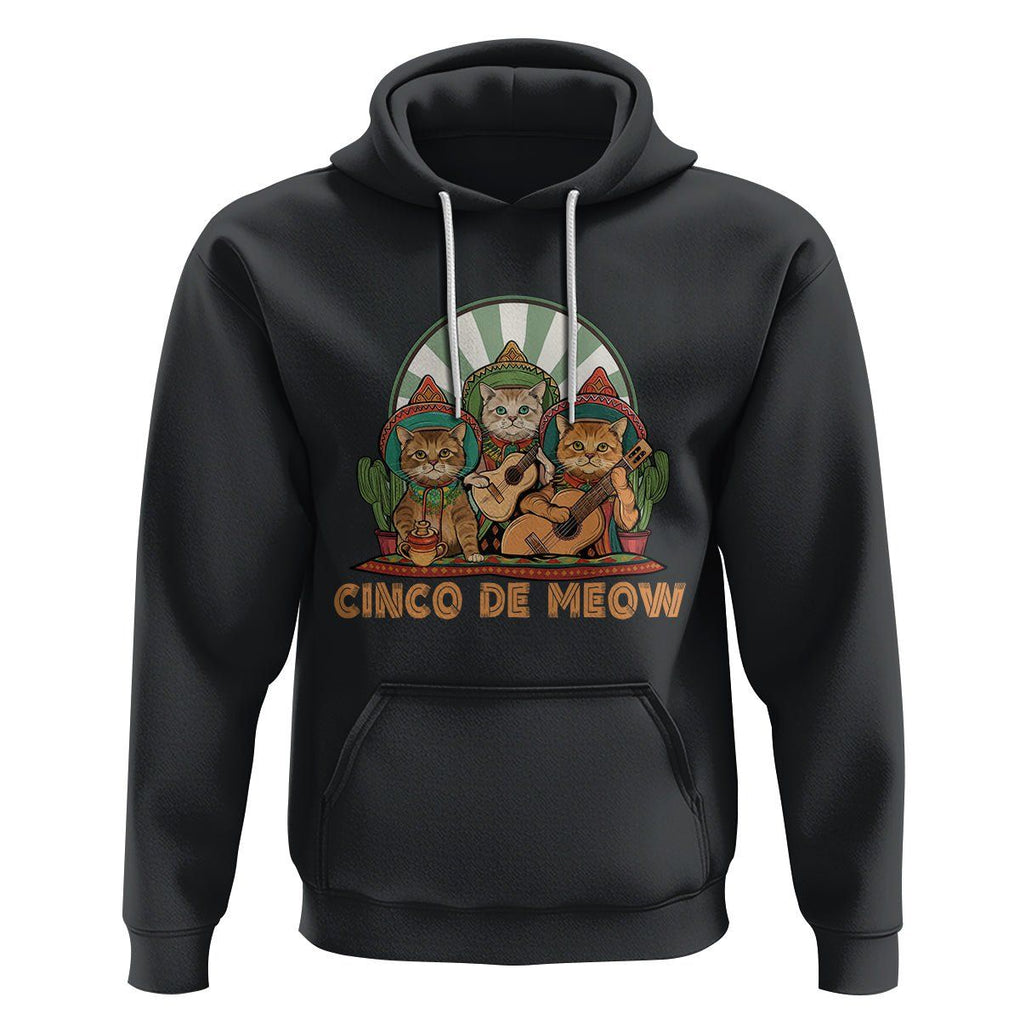 Cinco De Mayo Cat Lover Hoodie Cute Mexican Cat Mariachi Cinco De Meow TS09 Black Printyourwear