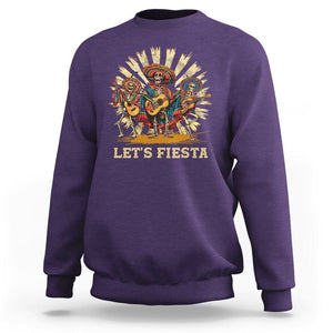 Cinco De Mayo Sweatshirt Let's Fiesta Skeleton Dancing Mexican Party TS09 Purple Printyourwear