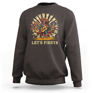 Cinco De Mayo Sweatshirt Let's Fiesta Skeleton Dancing Mexican Party TS09 Dark Chocolate Printyourwear