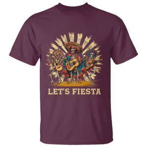 Cinco De Mayo T Shirt Let's Fiesta Skeleton Dancing Mexican Party TS09 Maroon Printyourwear