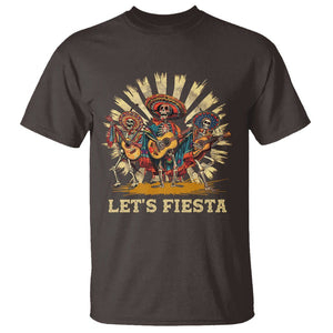 Cinco De Mayo T Shirt Let's Fiesta Skeleton Dancing Mexican Party TS09 Dark Chocolate Printyourwear