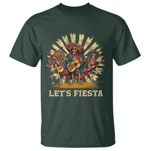 Cinco De Mayo T Shirt Let's Fiesta Skeleton Dancing Mexican Party TS09 Dark Forest Green Printyourwear