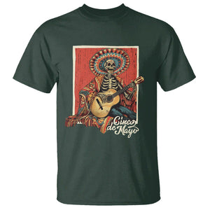 Cinco De Mayo T Shirt Mariachi Skeleton Playing Guitar Mexican Party TS09 Dark Forest Green Printyourwear