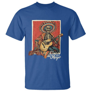 Cinco De Mayo T Shirt Mariachi Skeleton Playing Guitar Mexican Party TS09 Royal Blue Printyourwear