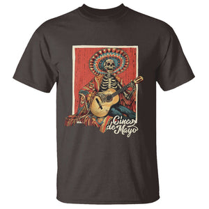 Cinco De Mayo T Shirt Mariachi Skeleton Playing Guitar Mexican Party TS09 Dark Chocolate Printyourwear