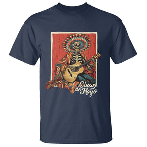 Cinco De Mayo T Shirt Mariachi Skeleton Playing Guitar Mexican Party TS09 Navy Printyourwear