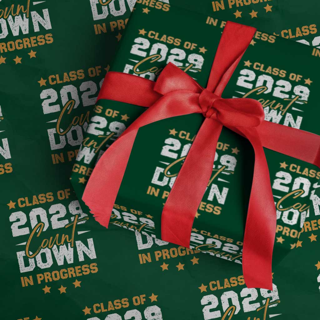 Class Of 2029 Count Down Graduating Wrapping Paper Roll TS10 Green Print Your Wear