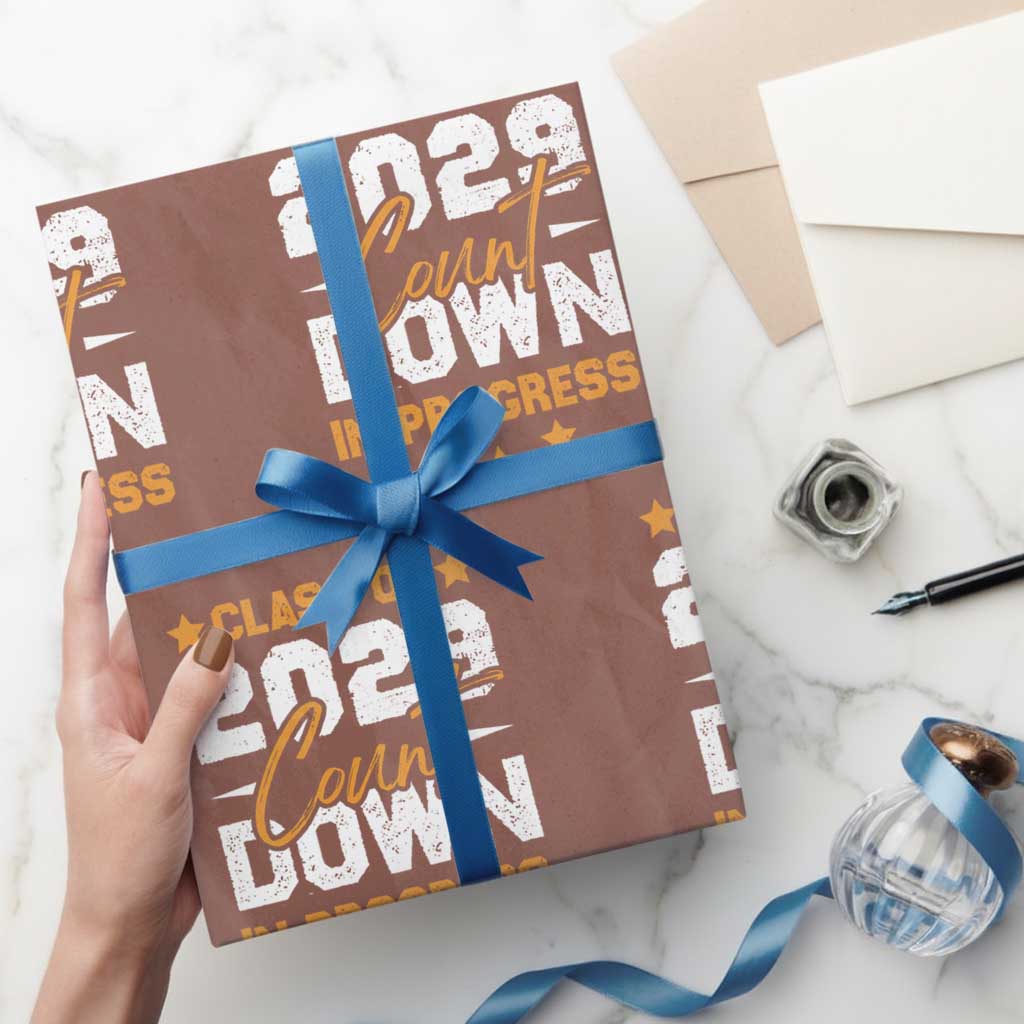 Class Of 2029 Count Down Graduating Wrapping Paper Roll TS10 Mocha Print Your Wear