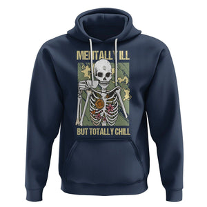 Coffee Lover Skeleton Hoodie Mentally Ill But Totally Chill Funny Drinking TS02 Navy Printyourwear