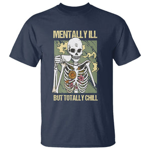 Coffee Lover Skeleton T Shirt Mentally Ill But Totally Chill Funny Drinking TS02 Navy Printyourwear