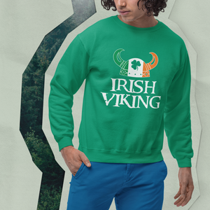 St. Patrick's Day Sweatshirt Irish Viking Helmet Lucky Shamrocks Ireland Flag TS09 Printyourwear
