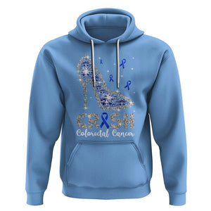 Colorectal Cancer Awareness Hoodie Crush Colon Colonscopy Blue Ribbon High Heels TS09 Carolina Blue Printyourwear