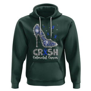 Colorectal Cancer Awareness Hoodie Crush Colon Colonscopy Blue Ribbon High Heels TS09 Dark Forest Green Printyourwear