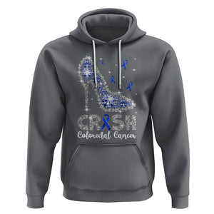 Colorectal Cancer Awareness Hoodie Crush Colon Colonscopy Blue Ribbon High Heels TS09 Charcoal Printyourwear