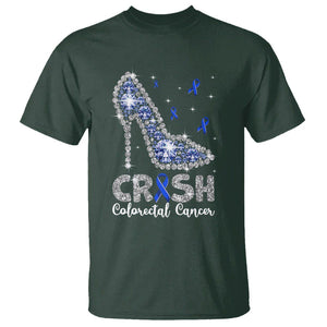 Colorectal Cancer Awareness T Shirt Crush Colon Colonscopy Blue Ribbon High Heels TS09 Dark Forest Green Printyourwear