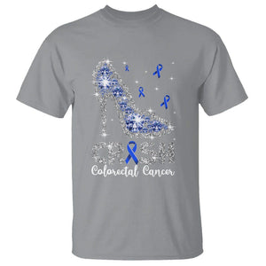 Colorectal Cancer Awareness T Shirt Crush Colon Colonscopy Blue Ribbon High Heels TS09 Sport Gray Printyourwear