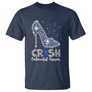 Colorectal Cancer Awareness T Shirt Crush Colon Colonscopy Blue Ribbon High Heels TS09 Navy Printyourwear