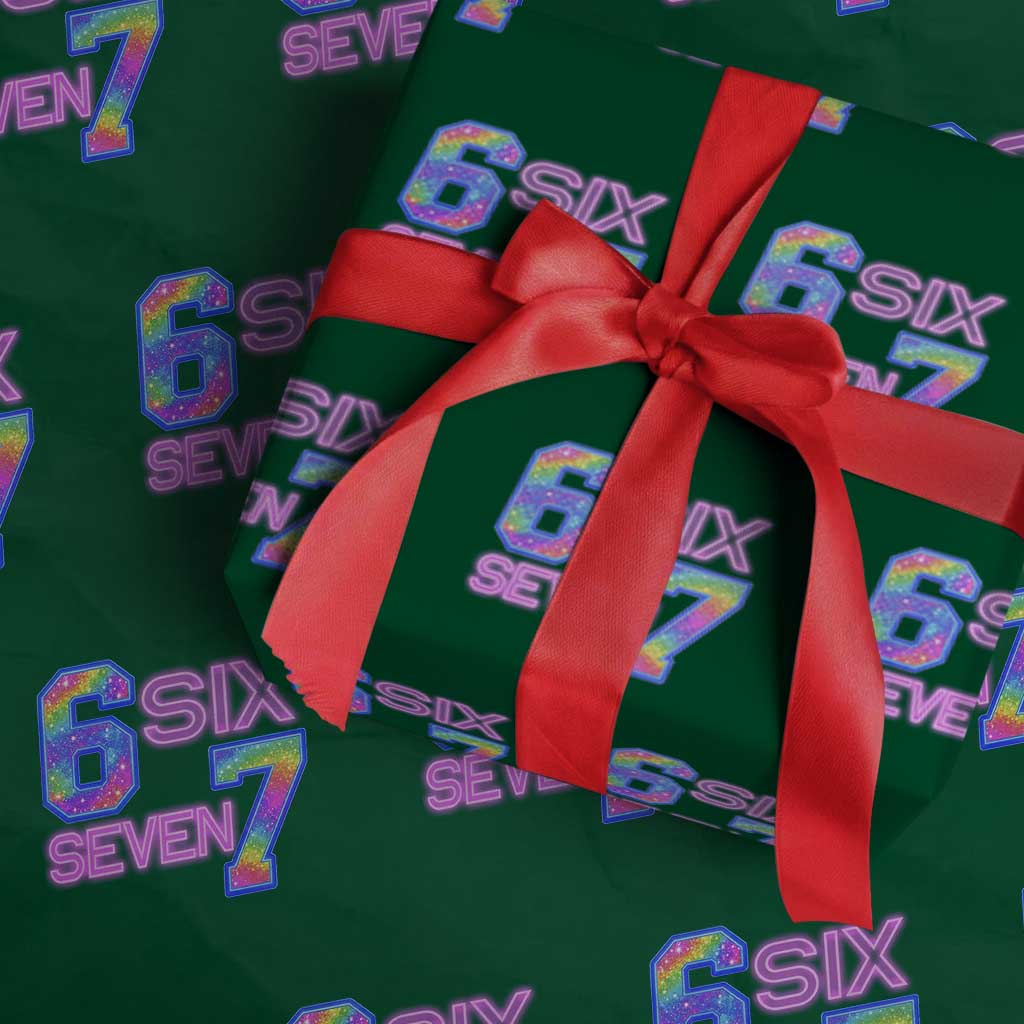 Colorful Neon Light Effect Wrapping Paper Roll Six Seven Meme TS12 Green Print Your Wear