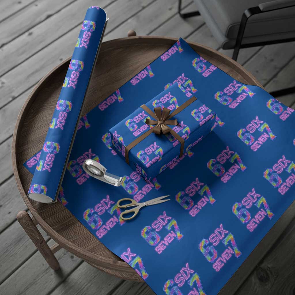 Colorful Neon Light Effect Wrapping Paper Roll Six Seven Meme TS12 Blue Print Your Wear