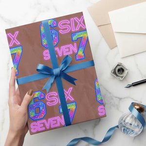 Colorful Neon Light Effect Wrapping Paper Roll Six Seven Meme TS12 Mocha Print Your Wear