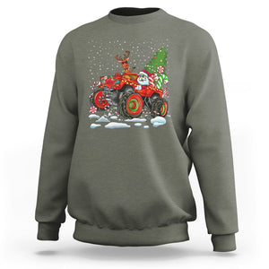 Construction Excavator Christmas Tree Light Sweatshirt TS09 Military Green Printyourwear