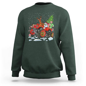 Construction Excavator Christmas Tree Light Sweatshirt TS09 Dark Forest Green Printyourwear