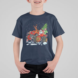 Construction Excavator Christmas Tree Light T Shirt For Kid TS09 Navy Printyourwear