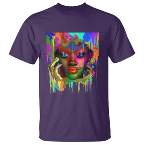 Cool African Woman Afro Color Painted Face T Shirt TS01 Purple Printyourwear