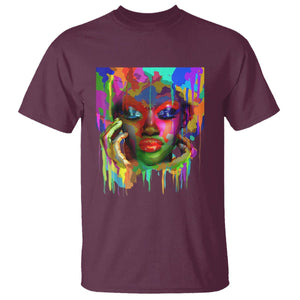 Cool African Woman Afro Color Painted Face T Shirt TS01 Maroon Printyourwear