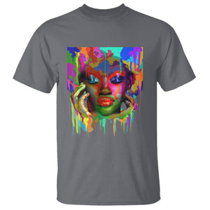 Cool African Woman Afro Color Painted Face T Shirt TS01 Charcoal Printyourwear