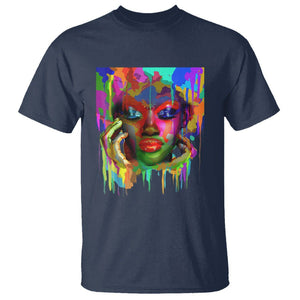 Cool African Woman Afro Color Painted Face T Shirt TS01 Navy Printyourwear