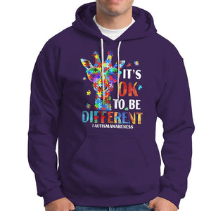 Cool Giraffe Autism Hoodie It's Ok To Be Different Jigsaw Puzzle TS01 Purple Printyourwear