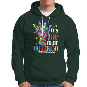 Cool Giraffe Autism Hoodie It's Ok To Be Different Jigsaw Puzzle TS01 Dark Forest Green Printyourwear