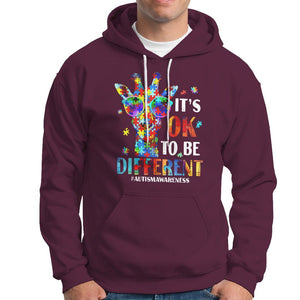 Cool Giraffe Autism Hoodie It's Ok To Be Different Jigsaw Puzzle TS01 Maroon Printyourwear