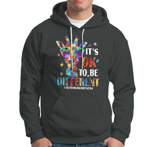 Cool Giraffe Autism Hoodie It's Ok To Be Different Jigsaw Puzzle TS01 Dark Heather Printyourwear