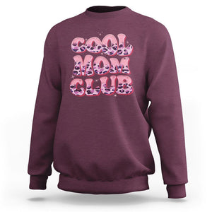 Cool Mom Club Sweatshirt Pink Leopard Mama Club Mother's Day TS02 Maroon Printyourwear