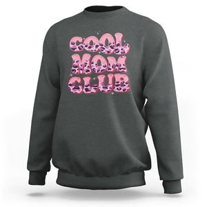 Cool Mom Club Sweatshirt Pink Leopard Mama Club Mother's Day TS02 Dark Heather Printyourwear