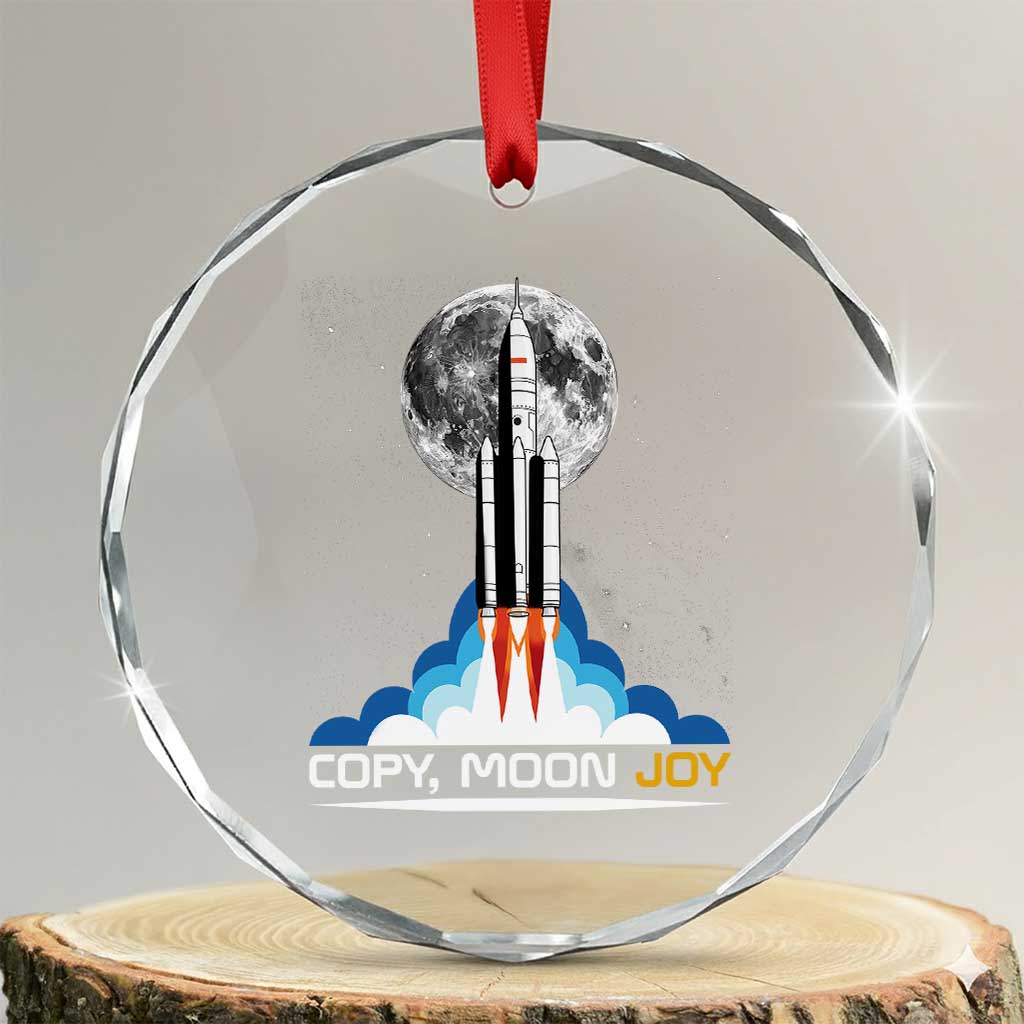 Copy Moon Joy Crystal Glass Ornament Rocket Launch Full Moon TS14 Transparent Glass 3'' Circle Print Your Wear