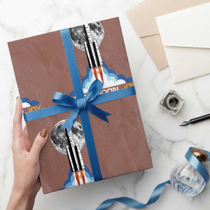Copy Moon Joy Wrapping Paper Roll Rocket Launch Full Moon TS14 Mocha Print Your Wear