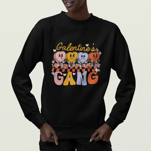 Galentine's Day Sweatshirt Galentines Gang Retro Groovy Checkered TS02 Printyourwear