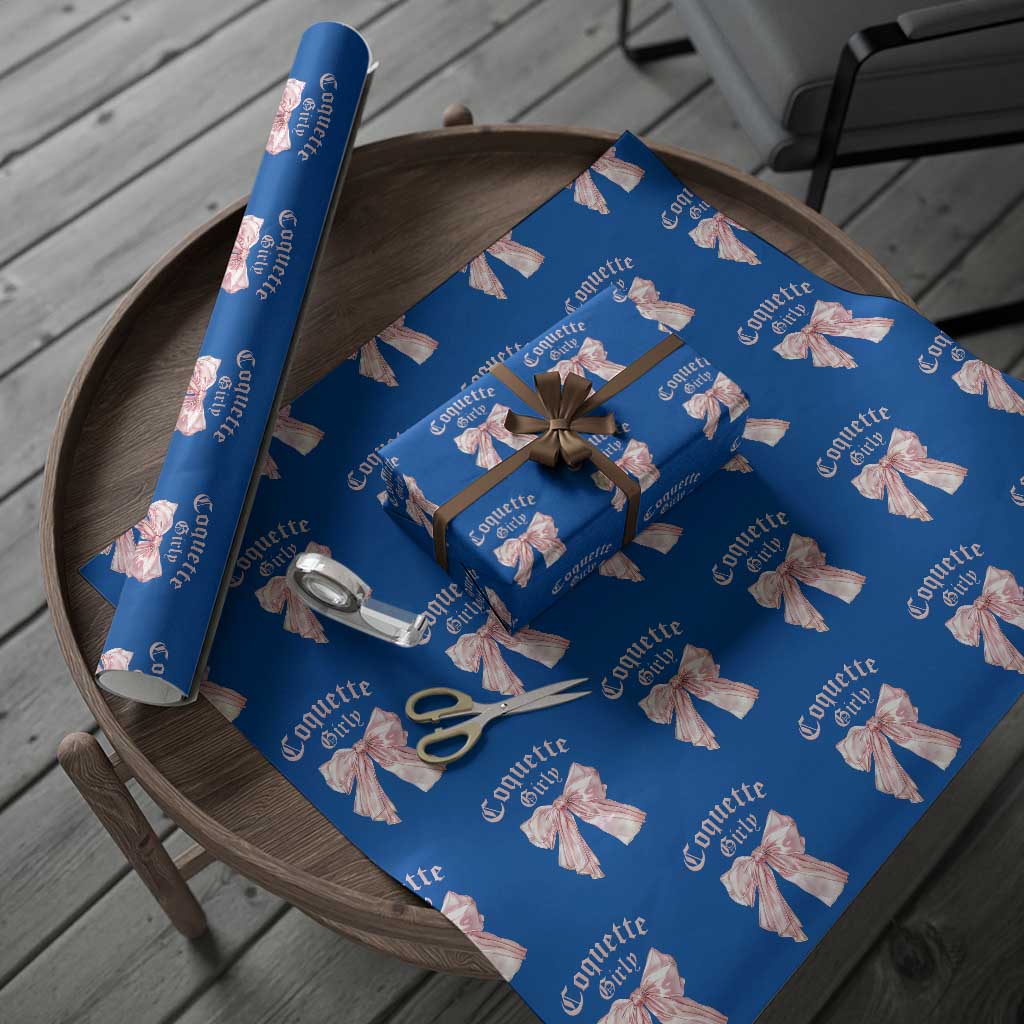 Coquette Girly Wrapping Paper Roll Pink Bow TS02 Blue Print Your Wear